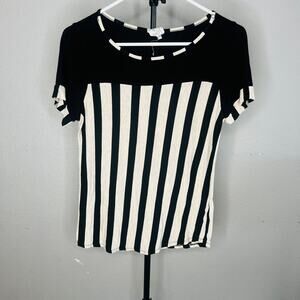 Naïf Petite Small Vertical Stripped Tan And Black Blouse